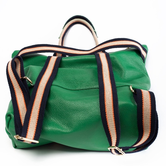 Jasper Backpack Handmade Handbag Backpack in Green Leather 2 in 1 Hammer - Picture 2 of 4